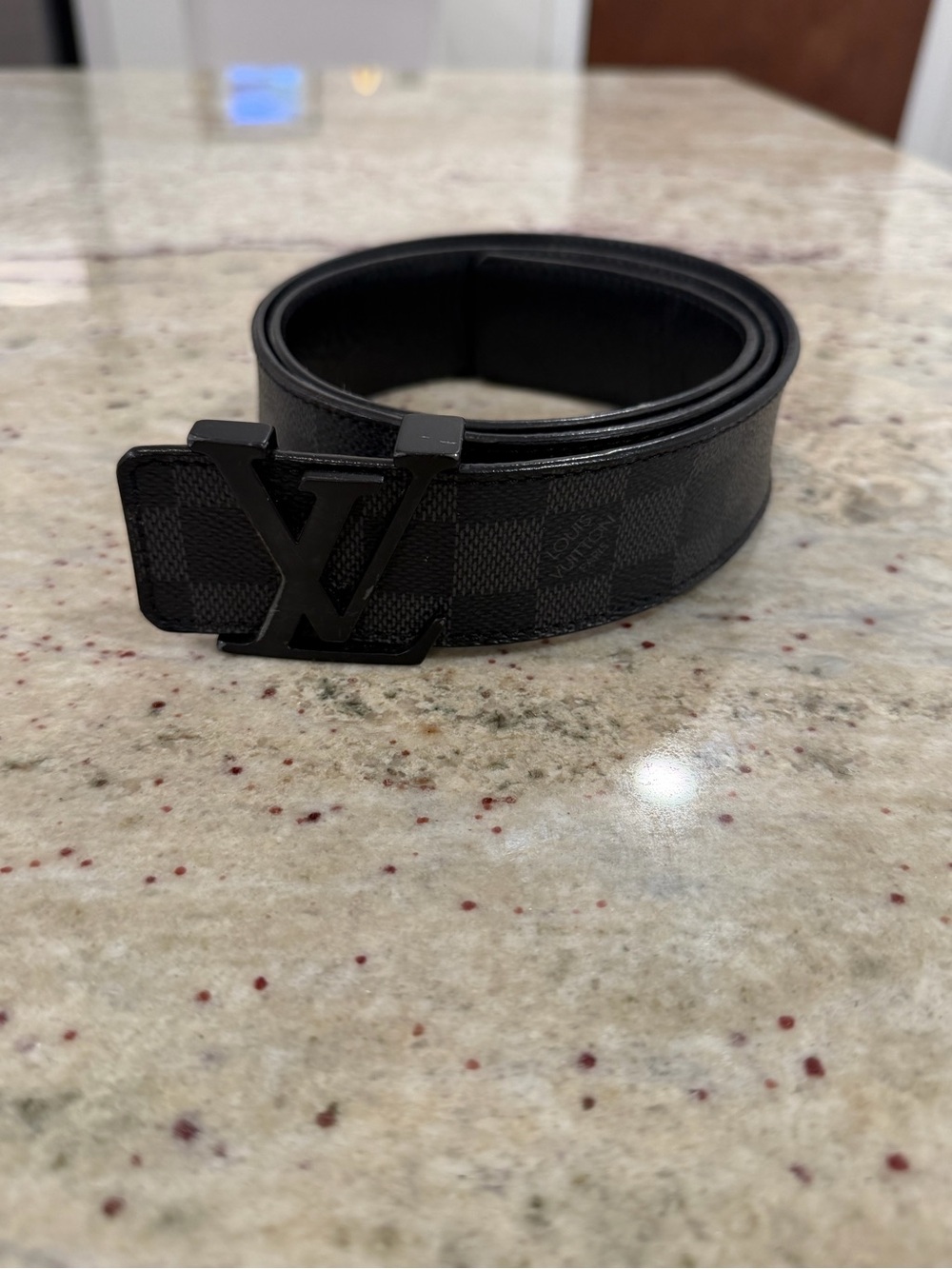 Louis Vuitton Black Damier Graphite LV Initiales Belt